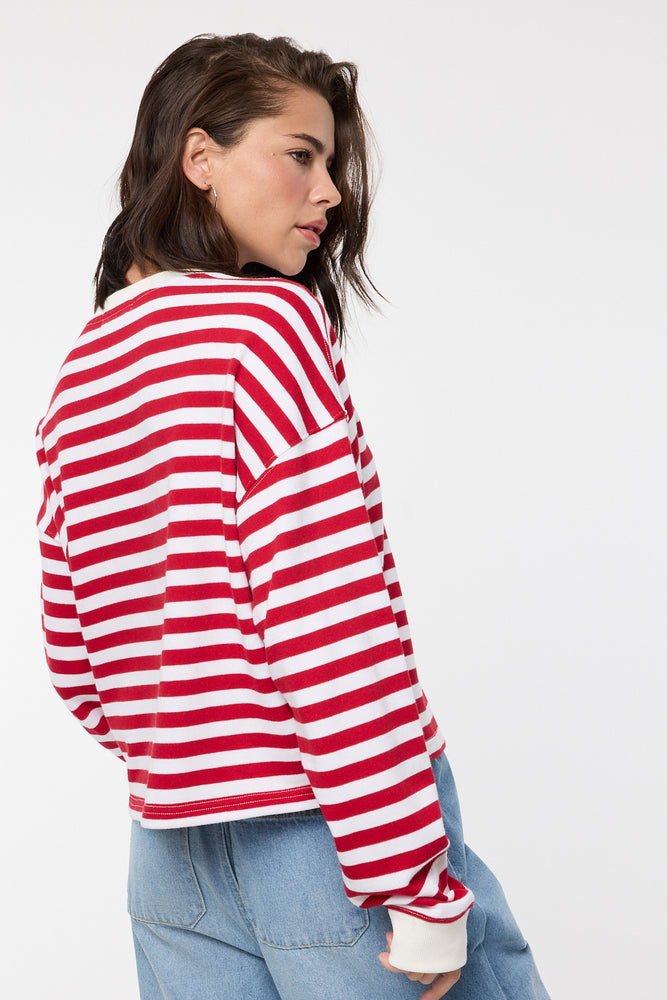 STRIPED CROP KNIT TOP