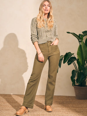 FAHERTY STRETCH TERRY SLIM WIDE LEG PANT