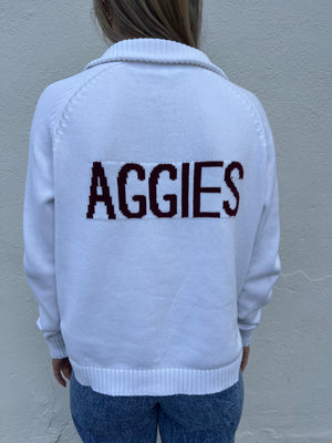 AGGIES HALF ZIP SWEATER