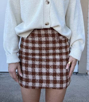 CHECKERED TWEED MINI SKIRT