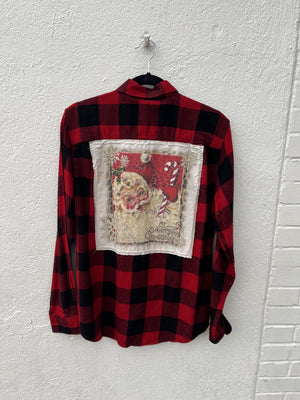 CANDY CANE SANTA PLAID FLANNEL