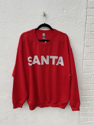 BLING SANTA RED CREW NECK SWEATSHIRT