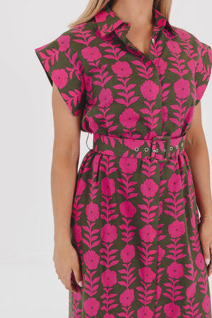 KENNA BELTED BUTTON UP DRESS