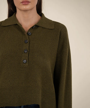 LILIA BUTTON FRONT L/S SWEATER