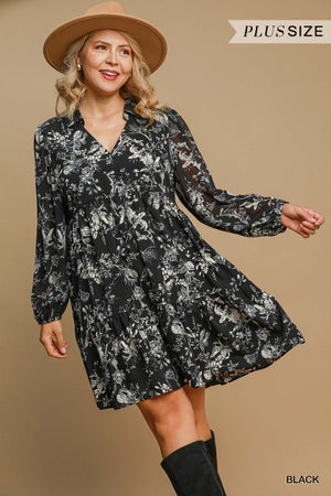 FLORAL PRINT V NECK DRESS