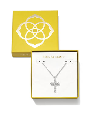 BOXED CROSS CRYSTAL PENDANT NECKLACE