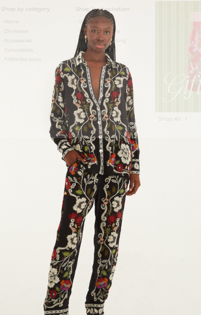 ROCOCO FLOWERS  BLACK PANTS