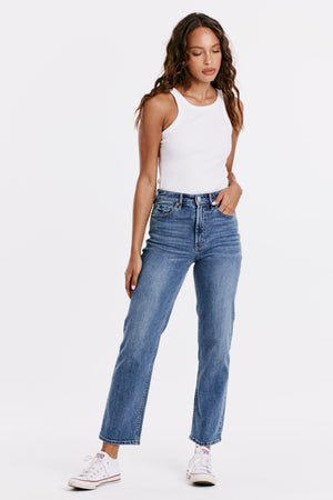 DEAR JOHN 90S SUPER HIGH RISE ANKLE STRAIGHT JEANS